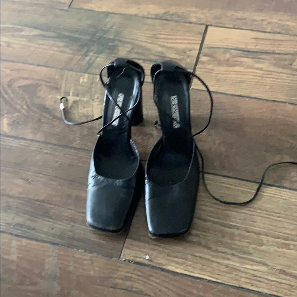 Italian made black leather heels